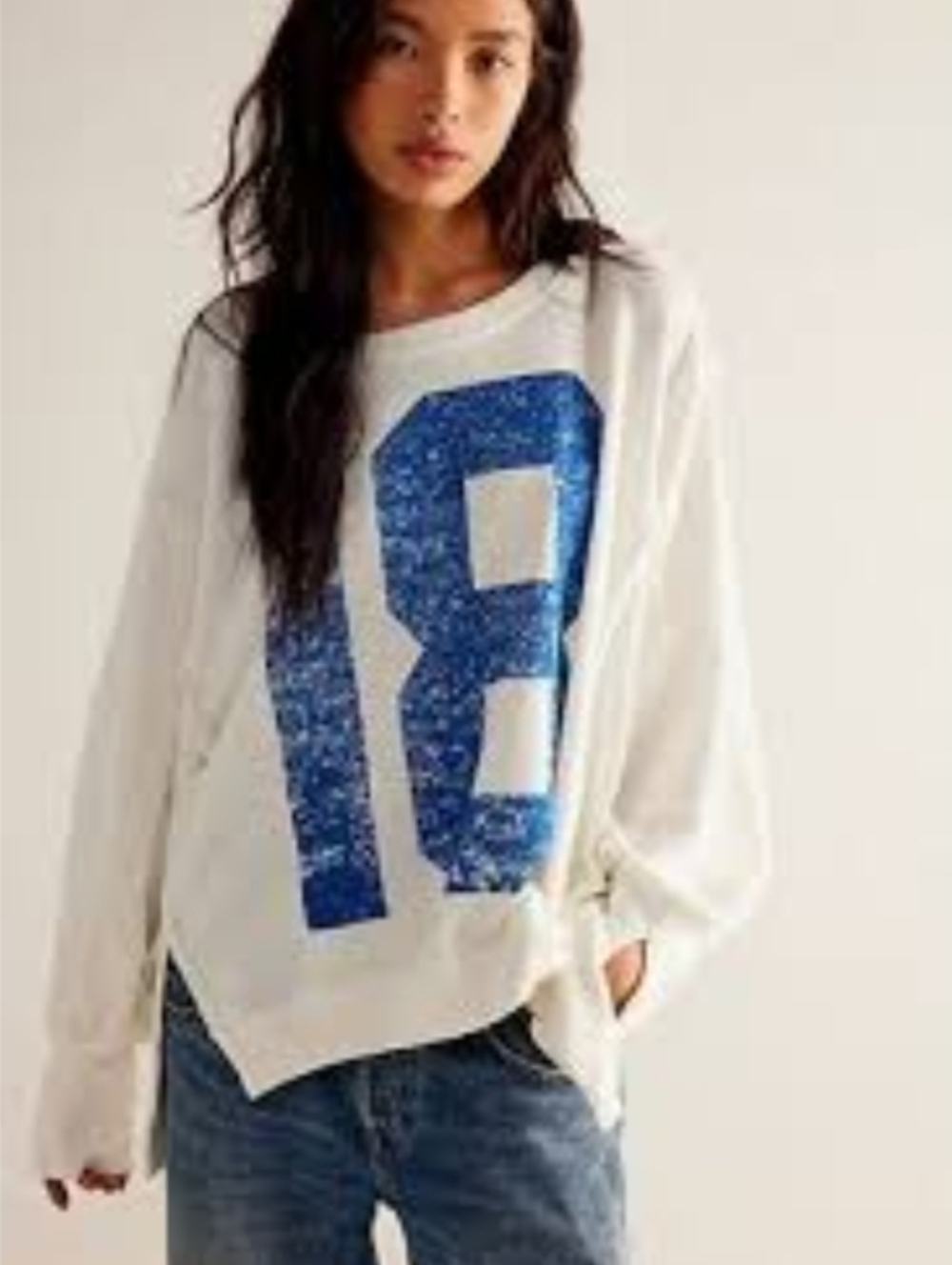 Free People We The Free Graphic Camden Sweatshirt Sz S Ivory Combo 18